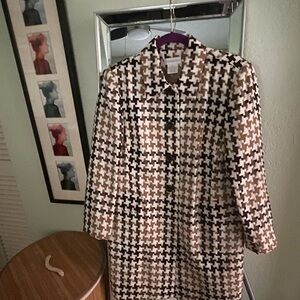 Worthington Brown and Cream Patterned car length coat